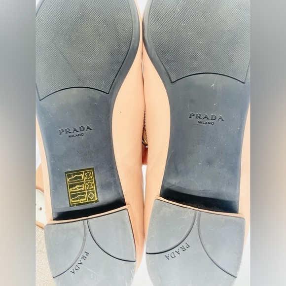 Prada Beige/Nude leather logo embellished bowtie pointed toe ballerina flats 41 - Picture 10 of 14